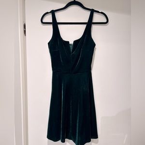 Aqua V-neck velvet dress, S